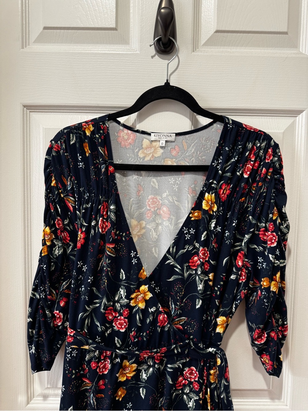 Kiyonna Dress Meadow Dream Style Blue Floral Maxi True Wrap Party Versatile Sz 0 - Picture 5 of 9